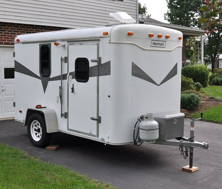 utility trailer to mini camper conversion, Completed with new paint and graphics