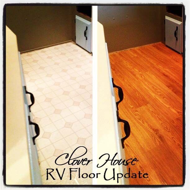 rv remodel on a budget floor update, flooring, home improvement, We went from the 80s to 2013 with a few boxes of peel and stick tiles