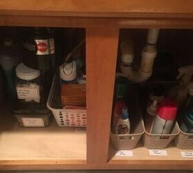 using dollar tree products to organize under the sink