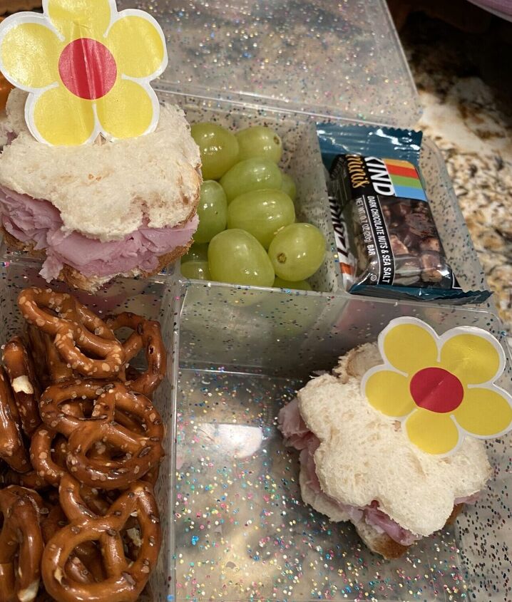 doing it on a dime back to school bento box lunch ideas on a budget, Pottery Barn Kids Bento Box Sanwiches I made using a cookie cutter