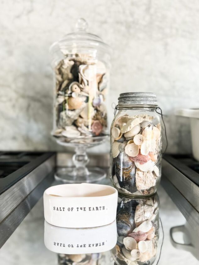 affordable ways to incorporate coastal decor in your home, I love displaying shells throughout our home