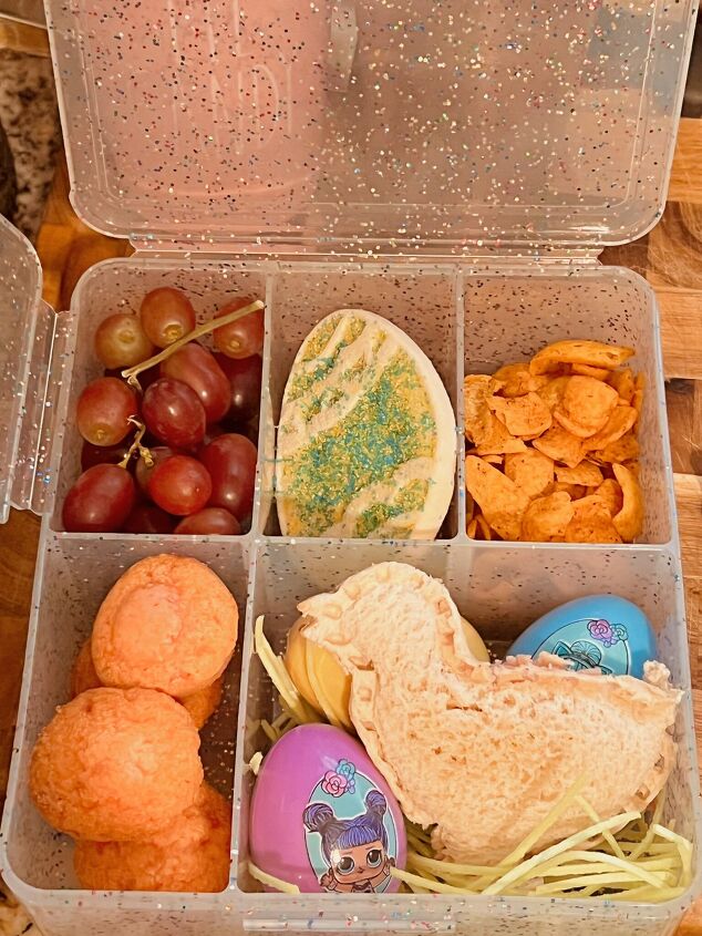 budget friendly fast back to school lunch ideas, Little chick with her surprise eggs on a bed of edible grass