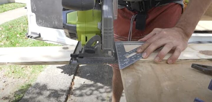 12 essential powers tools you should use to convert a van, Chopping wood with a circular saw
