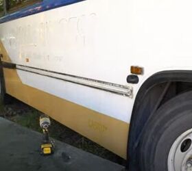 how to install under bus storage boxes on a school bus conversion, Removing the rubber rail