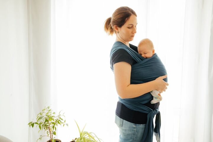 10 common baby items you don t need minimalist parenting, Using a baby wrap instead of a stroller