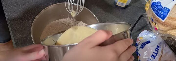 2 quick easy back to school freezer breakfast ideas, Combining dry and wet ingredients