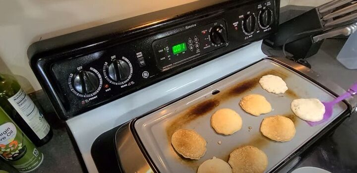 2 quick easy back to school freezer breakfast ideas, Flipping pancakes