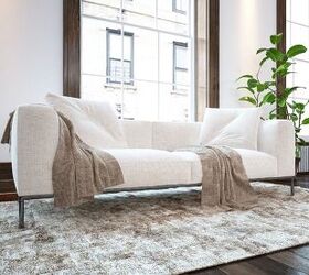 interior design tips for a chic cozy small apartment, Large rug in a small apartment