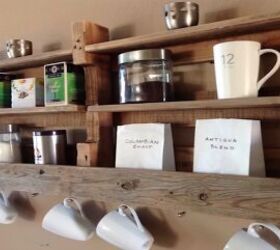 7 fun crafty home organization ideas on a budget, Pallet coffee rack