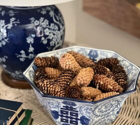 how to prepare pine cones for crafts or decor, the pine cones Same bowl