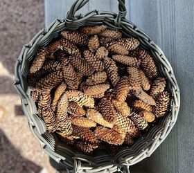 how to prepare pine cones for crafts or decor, Large basket of pine cones for cost effective Fall decor