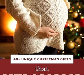 40 unique and affordable gift ideas for mom, new mom at Christmas time waiting for her gifts