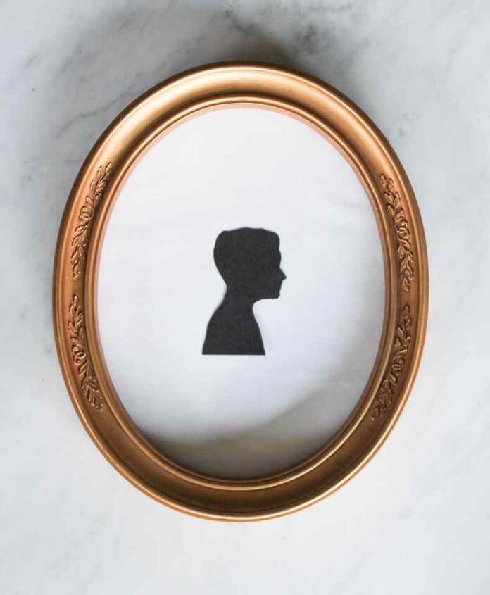 4 diy home decor projects you can do in one day, Vintage oval gold frame with diy silhouette picture