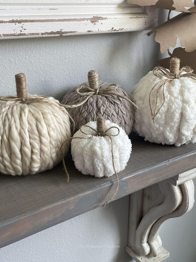 diy fall decor crafts you need to start now, Another great DIY Fall decor craft is these yarn covered pumpkins with jute twine stems
