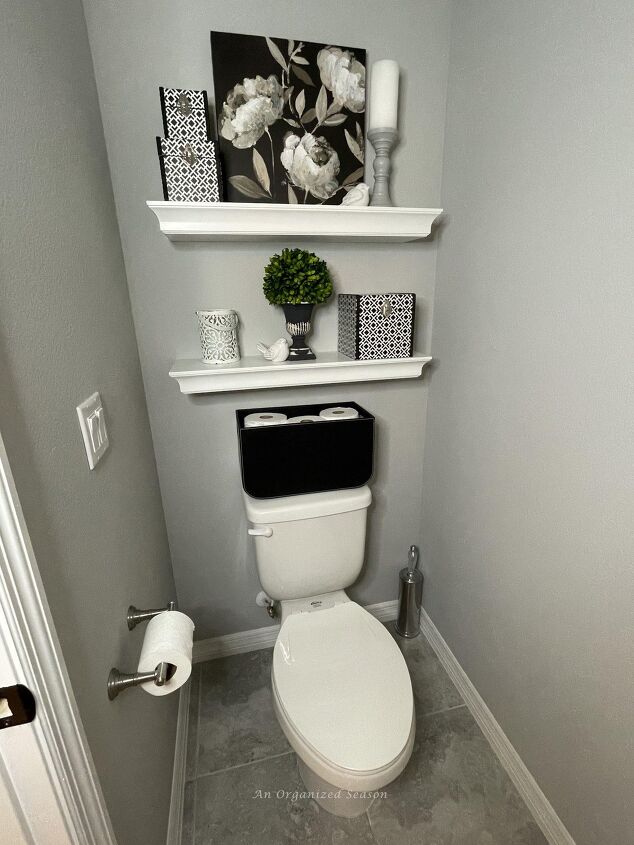 15 awesome storage solutions for your bathroom, Two shelves in a water closet providing storage solutions in the bathroom