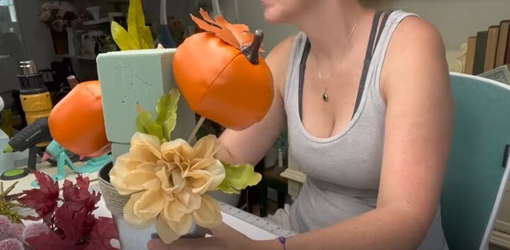 how to use dollar tree faux leather items in diy fall decor, Arranging large flowers