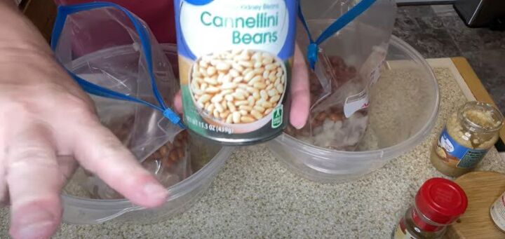 4 easy freezer meal prep ideas for quick simple dinners, Adding cannellini beans to the freezer bags