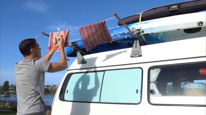9 van build mistakes i made what i would do differently, Finding places to hang drying clothes