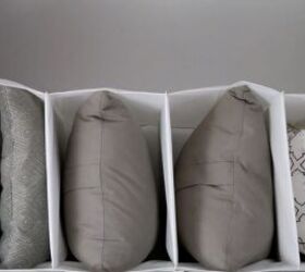 7 creative ways to use hanging sweater organizers in your home, Storing pillows and cushions