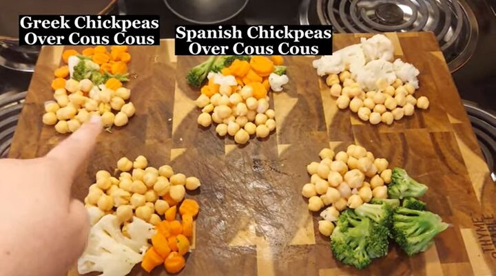 6 easy cheap vegetarian recipes you can make for just 5 26, Dividing the vegetables and chickpeas