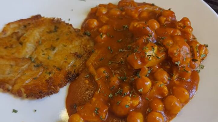 6 easy cheap vegetarian recipes you can make for just 5 26, Chickpea curry over savory potato pancakes