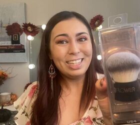 a full face of only dollar tree makeup products, Kabuki brush from Dollar Tree