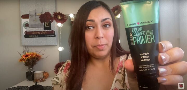 a full face of only dollar tree makeup products, Hard Candy color correcting primer from Dollar Tree