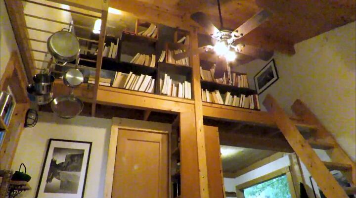 tiny house tour in nelson bc what it s like staying in a tiny home, Bookshelves in the loft