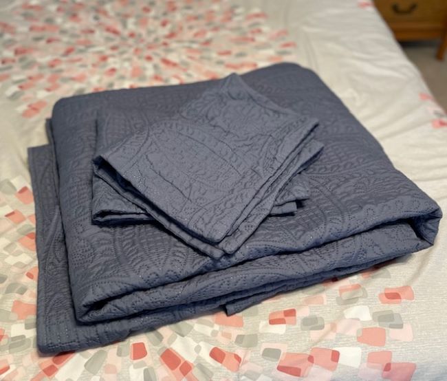 budget friendly bedding ideas for your home, set of 2 blue shams with matching bedspread
