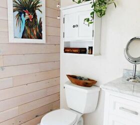 how to spring clean your bathroom, White toilet with white cabinet above it