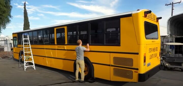 take a look inside this cute cozy diy family skoolie, Turning a school bus into a skoolie