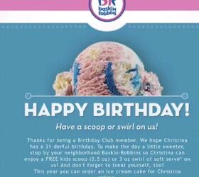 how to get the 15 best adult kids birthday freebies, Baskin Robbins birthday freebie