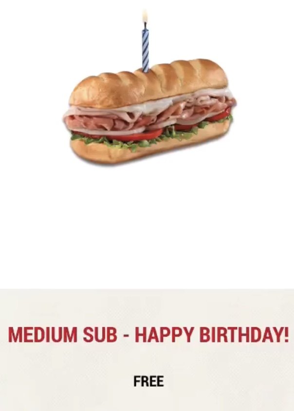how to get the 15 best adult kids birthday freebies, Free birthday subs