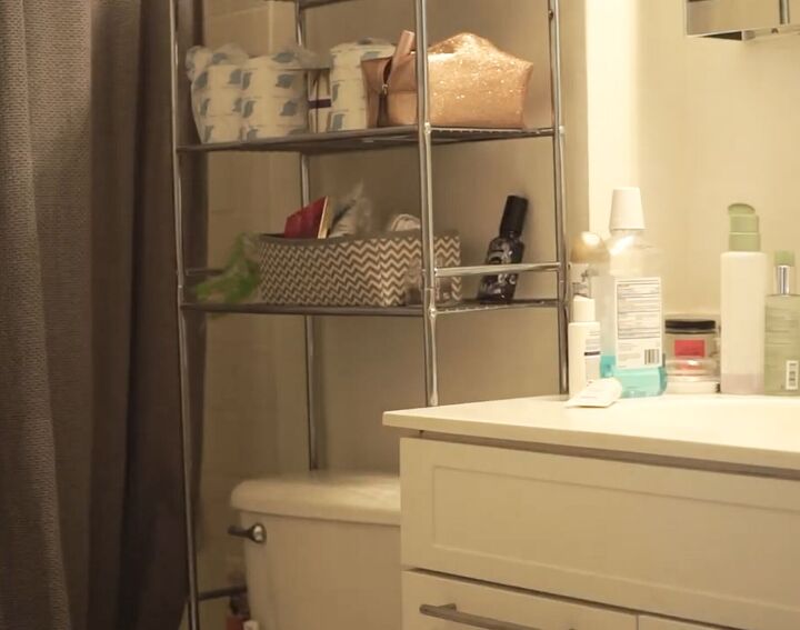 studio apartment storage ideas to make the most of your space, Over the toilet bathroom storage