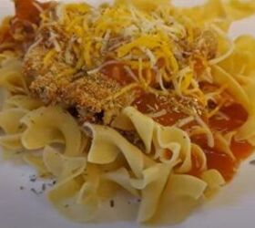 3 quick easy canned chicken recipes using dollar tree ingredients, Crispy Italian chicken over pasta