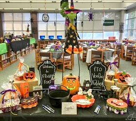 throw an easy halloween party on a scary small budget, Halloween party entry table with raffle