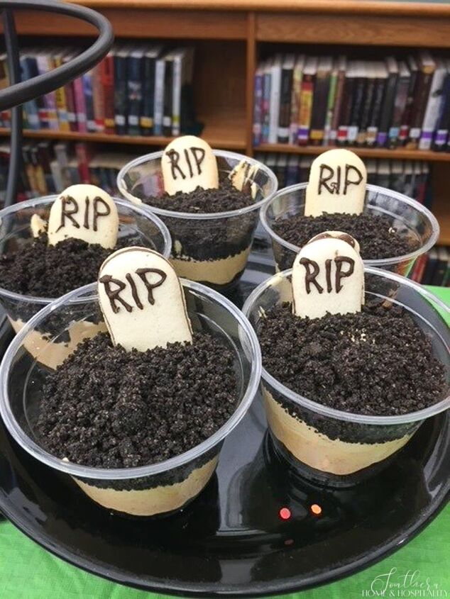 throw an easy halloween party on a scary small budget, Graveyard pudding cookie cups