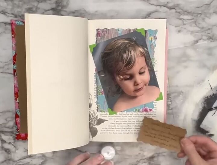 6 cute diy book decor ideas using books from dollar tree, Making a book into a scrapbook