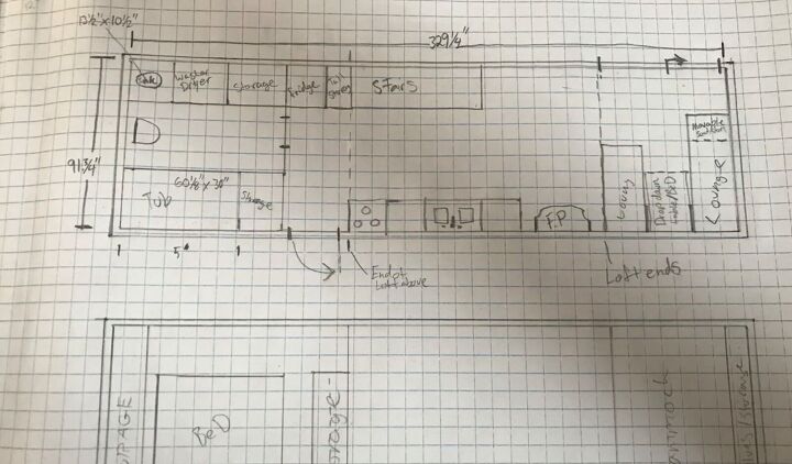 take a tour of the interior of our tiny house on wheels, Sketch of the tiny house