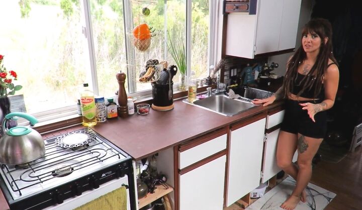 take a tour of the interior of our tiny house on wheels, Secondhand cabinets for a tiny house
