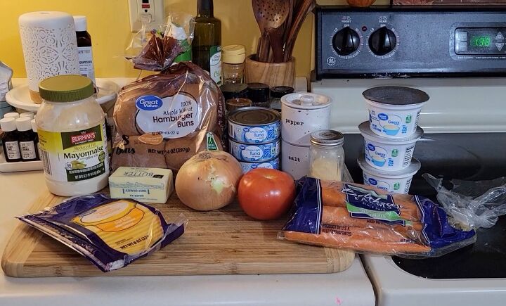 extreme budget meal plan for the week 26 servings for just 36, Ingredients for tuna melts