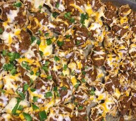 easy monday night dinners proven brainless dinner ideas, Nachos covered with chicken beans and cheese baked on a sheet pan