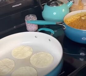 8 budget kid friendly meal mini tacos with ground turkey, Adding tortillas to the pan