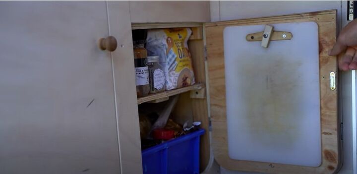 take a tour inside our diy toyota hiace camper van, Cabinets in a camper van