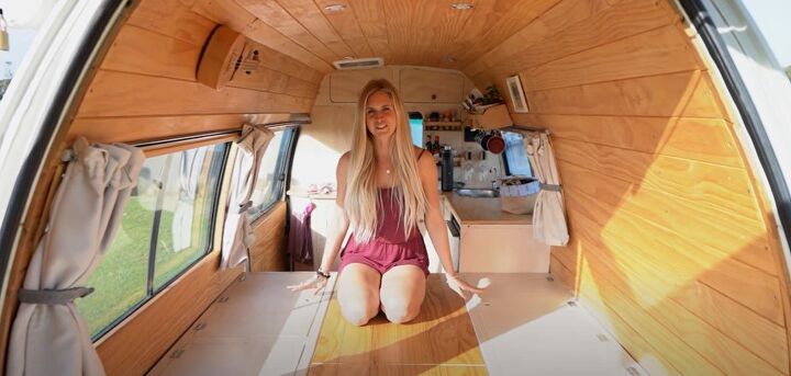 take a tour inside our diy toyota hiace camper van, Camper van interior