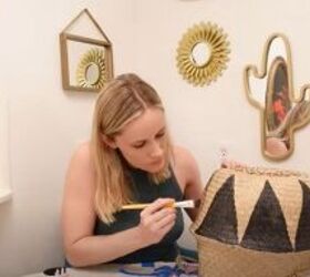 3 diy basket makeover ideas you can do easily on a budget, Painting triangles on the basket