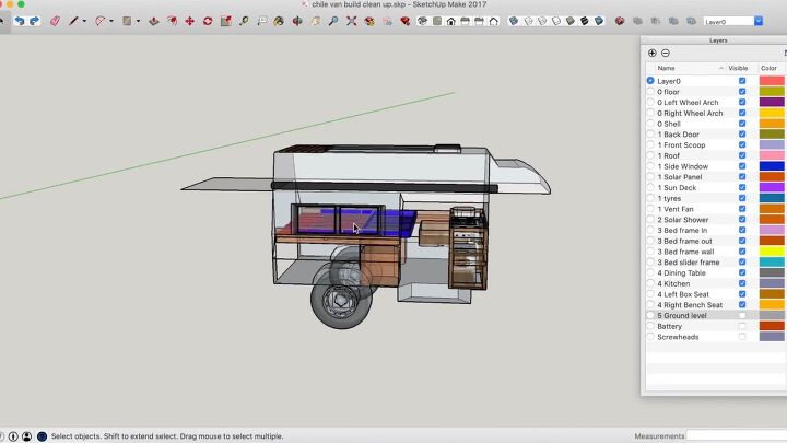 how to design a camper van using sketchup plus flooring insulation, Making a 3D model of the van using SketchUp