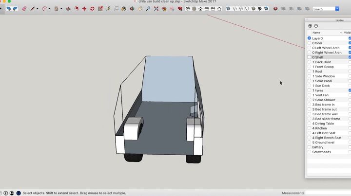 how to design a camper van using sketchup plus flooring insulation, Creating a floor plan for the van