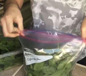 4 amazing freezer hacks to help keep food fresh prevent waste, Placing spinach in a Ziploc bag
