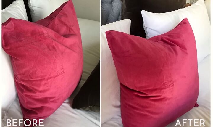 how to make your bedroom look expensive 13 designer tips tricks, Overstuffing pillows